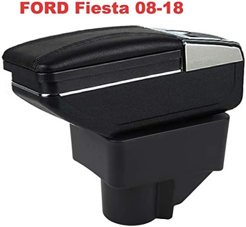 Armrest Console Center Storage Box with Base Cup Holder Ashtray for Fiesta 2008-2018