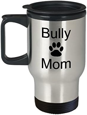 Bully Mom mug, Travel mug, coffee cup with paw prints, dogs, bulldog, pit bull, bull terrier