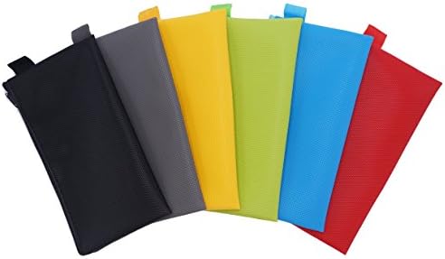 6 Pack-Multi Purpose Travel Water Resistance Organizer Bag With Top Zipper Closure, Check, Bank, Tools Wallet, Assorted Colors