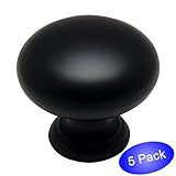 5 Pack - Cosmas 4950FB Flat Black Cabinet Hardware Round Mushroom Knob - 1-1/4