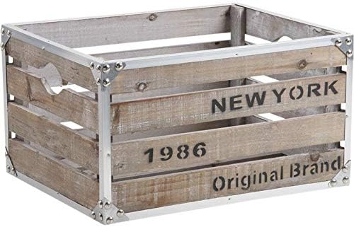 Caja de almacenamiento de madera de nueva york y metal: Amazon.es: Hogar