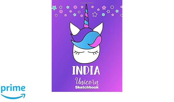India Sketchbook Cute Unicorn Personalized First Name Sketch Book