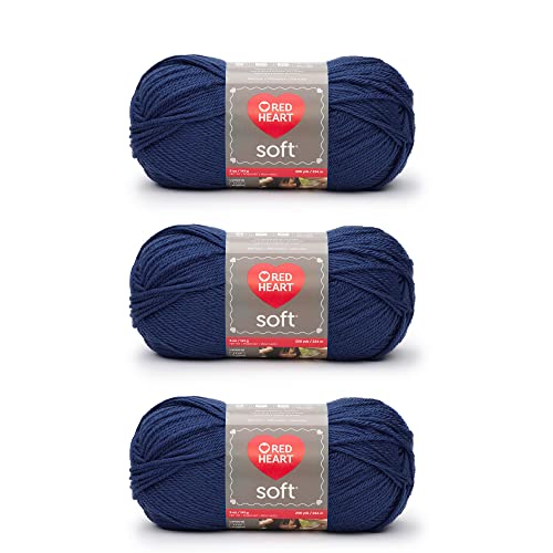 Red Heart Soft Royal Blue Yarn - 3 Pack of 141g/5oz - Acrylic - 4 Medium (Worst…