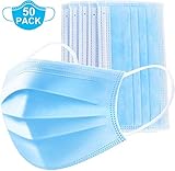 50 Piece Disposable Face Mask Safety Mask Dust for Medical Dental Salon and Personal Health, 3-Ply Ear Loop