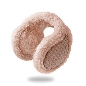 Foldable Soft Ear Muffs,Unisex Knit Ear Warmers for Winter Outdoor,Ear Muffs For Women Men (Pink)