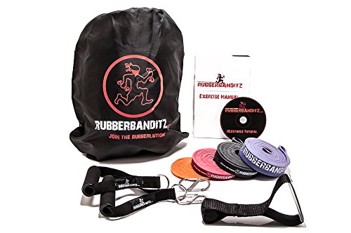 Rubberbanditz Resistance Bands Set | Travel Exercise Kit w/Door Anchor, Handles, 5-200lbs of Resistance