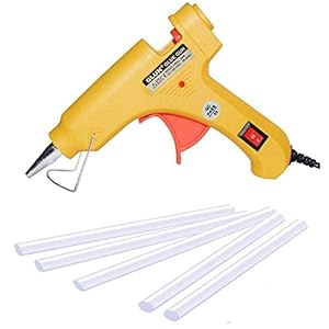 GLUN20W 20WATT Mini Yellow 7 MM HOT MELT Glue Gun with 5 Sticks (Yellow, 5)