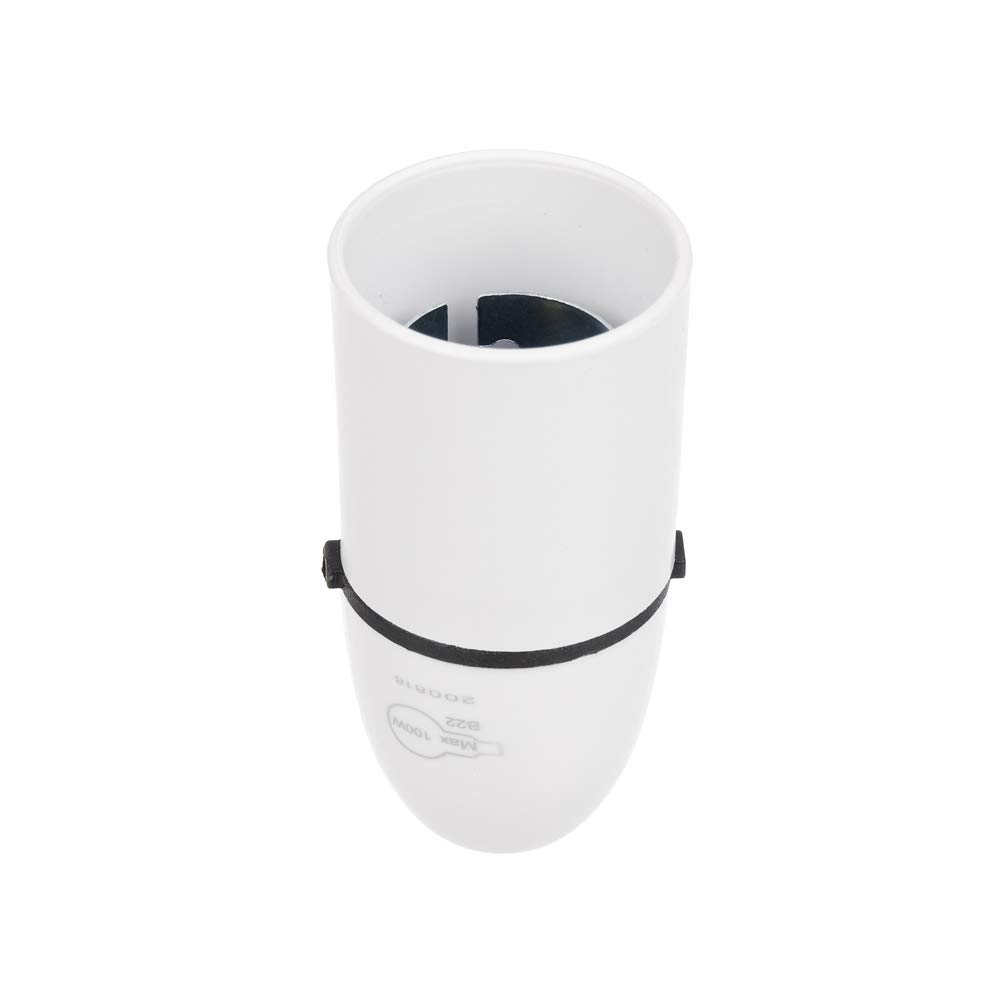 Invero Bayonet Cap Ceiling Unswitched Lamp Holder T2 Cord Grip for use with Light Bulb BC B22 Socket - White