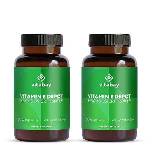 Vitabay Vitamin E 600 I.E. Depot – 400 vegane Softgel Kapseln