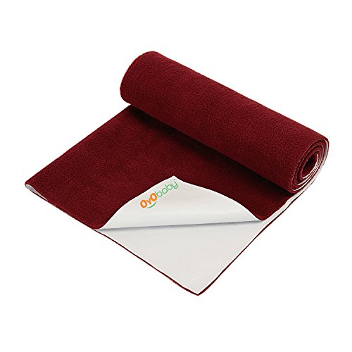 OYO BABY - 100% Waterproof Mattress Protector / Hypoallergenic / Anti-slip / Crib Sheets / Pads / Absorbent Sheet / Diaper changing pad cover / mat (Large - ( 140cm X 100cm), Maroon) - Thumbnail 2