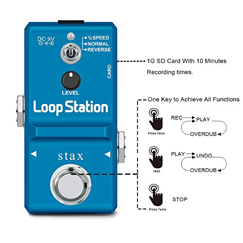 Stax Mini Looper Guitar Pedal Loop Station Pedal Unlimited Overdubs 10