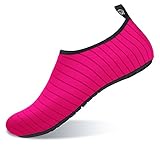 JIASUQI Couples Athletic Barefoot Water Skin Shoes for Men Surf Pool Beach Swim Exercise Pink US 7.5-8.5 Women, 6.5-7.5 Men