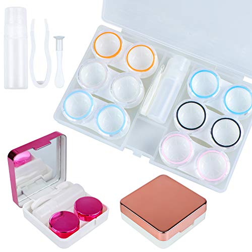 Meetory 8 Pack Contact Lens Travel Case, 2 Styles Portable Contact Lens Kit with Bottle, Tweezers, Container Holder for Travel & Home - FDA Approved - Thumbnail 7