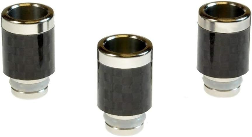 Armerah Top Hat 510 Drip Tip e-cig Mouthpiece Short/Big Carbon/Steel 3 Pack in Silver
