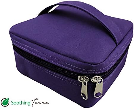 Soothing Terra 16 Bottle Essential Oil Carrying Case with Foam Insert - Holds 5ml, 10ml, 15ml and Roll-Ons (Dark Purple)