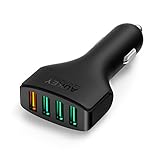 AUKEY Car Charger with Quick Charge 3.0 Port & 3 USB Port for LG G5, Samsung Galaxy S7/S6/Edge, Nexus 6P/5X, iPhone and More