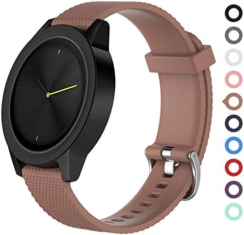 Meifox Garmin Vivomove HR Bands,Solf Silicone Replacement Band for Garmin Vivomove HR Premium Sport Watch (Brown, Sport Large)