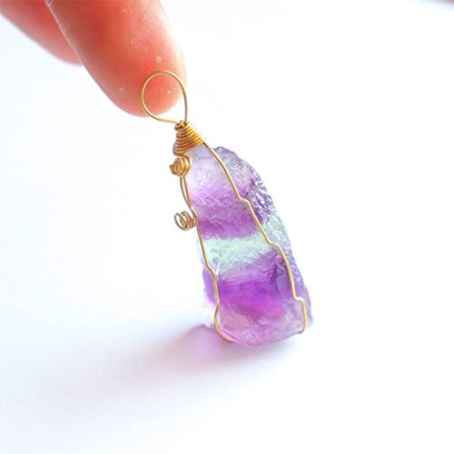 Handcrafted Fluorite wire wrapped Pendant Natural Crystal Healing Prayer Meditation Premium Chakra Reiki healer