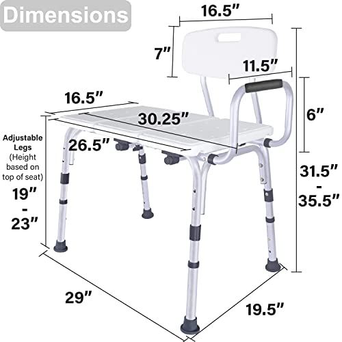 Vaunn Adjustable Shower Transfer Bench, Shower Chair for Adults and