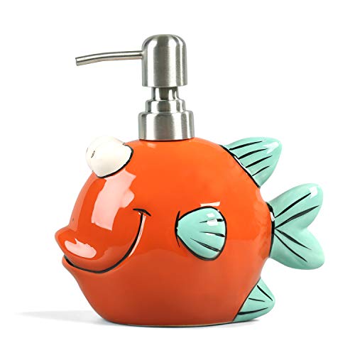 FORLONG FL3016 Ceramic Bathroom Accessories Set, 4 Piece 3D Nemo Fish