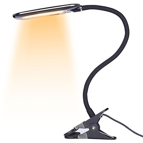 Anpress Dimmable LED Eye-Care Clip On Desk Lamp (5W,Flexible Gooseneck, 2 Level Dimmer, 3 Color Temperature, Simple Switch Control, Clamp On Book Light, for Bedside, Desktop, Computers) - Thumbnail 7