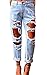 Fboards Womens Ladies Stretch Faded Ripped Slim Fit Skinny Denim Jeans (Small, c-Blue)