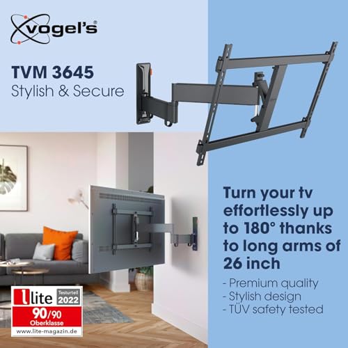 Vogel's TVM 3645 Swivel TV Wall Mount Bracket for 40-77 Inch TVs, Holds TVs Up To Max. 35 kg, Swivels Up To 180° Full Motion TV Mount Max. VESA 600x400, Universal Compatibility