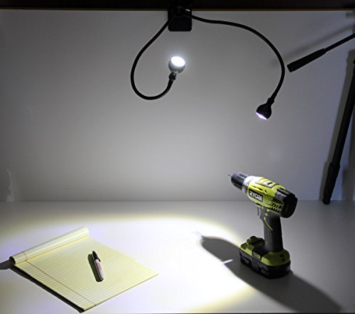 WALLNITURE Dual Clamp Adjustable Gooseneck Arms Desk Lamp Toggle Switch Energy Efficient LED Light Black - Thumbnail 5