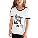 Dobre Brothers Cotton Girls Boys T Shirt Teenager Youth Contrast Color Funny T-Shirt Black M