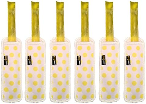 Popsicle Koozies YELLOW (Quantity 6) / Neoprene Freezer Ice Pop Sleeves / DOTS! by Rhino Wrap (Yellow)