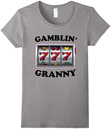 Women's Gamblin' Granny Funny Slot Machine Grandma T-Shirt Large Slate