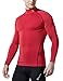 TSLA Men's UPF 50+ Mock Long Sleeve Compression Shirts, Athletic Workout Shirt, Base Layer for Water Sports, BLM Edition Red, Medium
