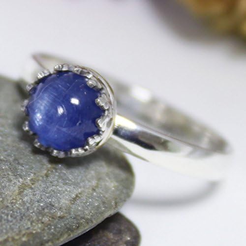 6mm Kyanite Ring, Statement Ring, Cute Ring, Simple Blue Gemstone Ring, Dainty Blue Gemstone Ring, Solitaire Ring, Stackable Ring