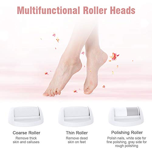 Ovonni Electric Callus Remover, Professional Powerful Rechargeable Foot File for Feet, Portable Cordless Waterproof Callus Shaver with 3 Roller Heads for Dead Hard & Cracked Dry Skin (Gold) - Thumbnail 3