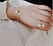 P.phoebus Yellow Gold White Pearl Vintage Crystal Rhinestone Swarovski Pendant Charms Rings Bracelet Set Sterling Silver Bangle For Women Girls (bracelet)