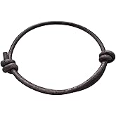 TEQUILA SUNRISE SHOP 3 mm Men Genuine Leather Bracelet - Handmade Adjustable Cuff, Mens Minimalism Leather Wrap Wristband, Simple Accessories, Premium Leather, Women Gift To Boyfriend, Pulsera Hombre