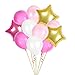 Treasures Gifted Happy 1st First Birthday Baby Girl Decorations Party Supplies Balloons Garland Kit for a Princess Unicorn Themed Celebration in Magenta Pink White and Gold