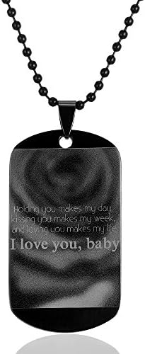 RINHOO FRIENDSHIP Stainless Steel Lettering Engraved Dog Tag Charms Pendant Necklace With Keyring Valentine's Day gift (Style 4)