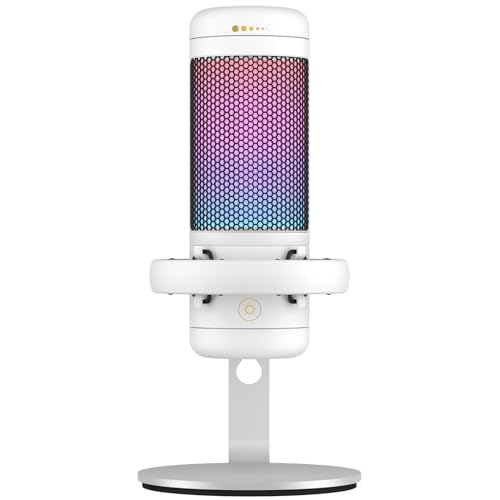 TONOR TC320 Gaming Mic, USB Microphone with RGB/Gain Control, Mute Touch for Streaming, Podcasts, Recording, Twitch/YouTube/Discord, Condenser Computer PC Mic with Stand on Mac/PS4/PS5/NS White