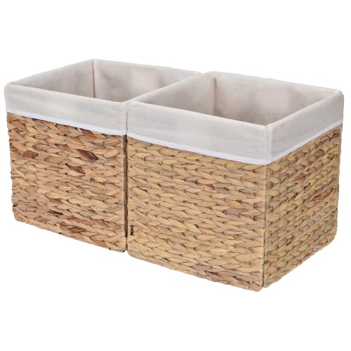 StorageWorks Wicker Baskets for Storage with Liners, Water Hyacinth