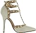 Wild Diva Women's Studded High Heel Double Strap Pointed Toe Pumps