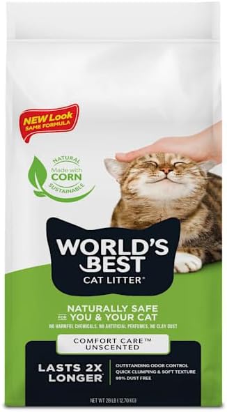World's Best Cat Litter Comfort Care Unscented 28 lb Natural Corn