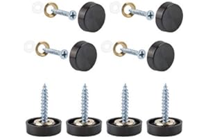 INCREWAY Mirror Screws, 20 Sets 16mm 304 Stainless Steel Thicken Mirror Nails with Decorative Caps Covers, Black