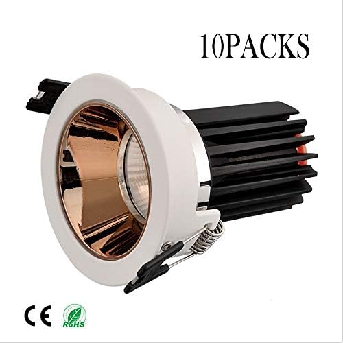 Wlnnes 10packs Dimmable 7W Led Recessed Spotlight 3000K, 4000K, 6000K Room Energy-Saving COB Led Recessed Downlight Living Room Ceiling Decorative Lighting Anti-Glare Recessed Ceiling Light CRI >80