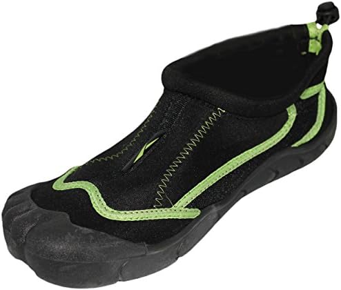 MEN'S Skeletoe Water Shoes - Comfortable Aqua Socks for Pool, Beach, Lake, Yoga, Exercise with Drawstring closure for secure and easy fit - Sizes 7 - 13 (9, Black)