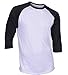 DREAM USA Men's Casual 3/4 Sleeve Baseball Tshirt Raglan Jersey Shirt White/C Gray Large