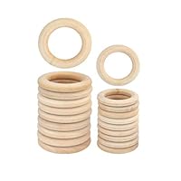 Yolyoo 30pcs Natural Wood Rings for DIY Craft, Ring Pendant and Connectors Jewelry Making, 2 Size(5.5cm/7cm)