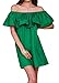 Relipop Women's Off Shoulder Ruffles Mini Dress Cotton casual Short Dress (X-Large, Green)