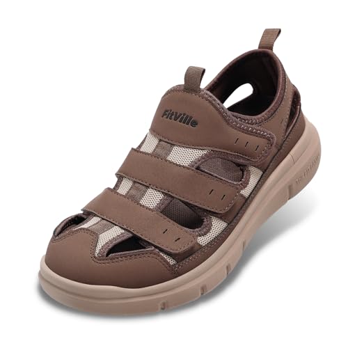 FitVille Diabetic Sandals for Men Extra Wide Shoes for Swollen Feet Wide Width Men Shoes with Adjustable Strap