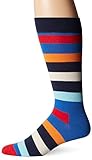 Happy Socks Men's 1 Pack Unisex Combed Cotton Crew-Stripe, Assorted, 10-13